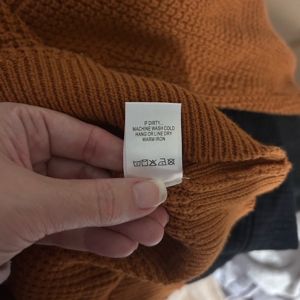 Tradlands Canyon Cotton Waffle Knit Sweater XS Rust Slouchy V-Neck Pullover - Picture 5 of 8